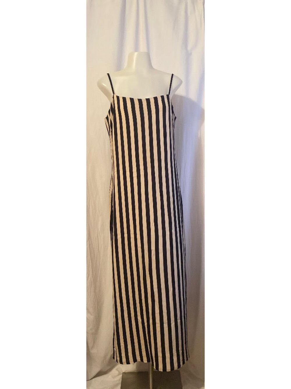 Amuse Society Black Ivory Striped Sleeveless Midi Dress Size L